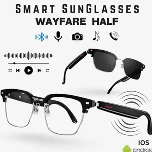 ELAVO E13 Kacamata Pintar Smart Sun Glasses Bluetooth Anti UV Stereo Speaker Touch Wireless HiFi Monster Sound Outdoor Unisex dengan Voice Assistant dan Baterai 100mAh