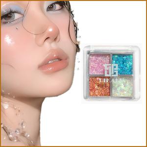 【DIKALU】4 色グリッターリキッドアイシャドウ ゴールドパール光沢 パーティーメイク