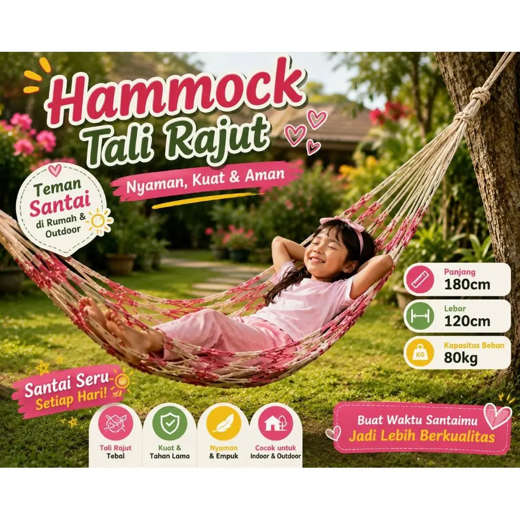 AYUNAN TALI RAJUT/HAMMOCK RAJUT BAHAN KUAT DAN AWET