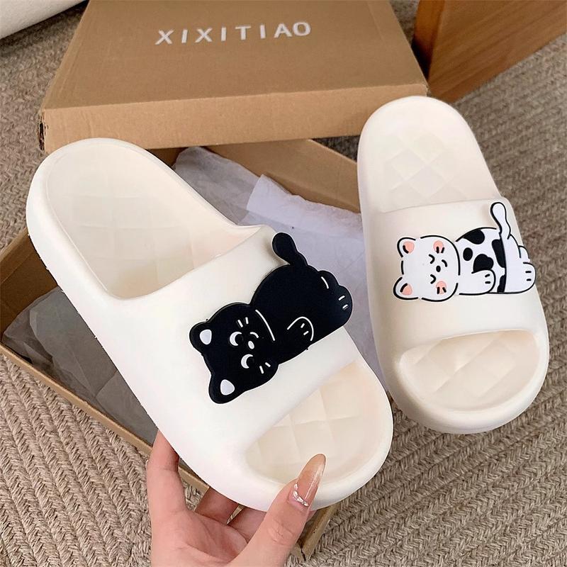 Dép Lê Cặp Đôi Mèo Đen Trắng Hoạt Hình Dễ Thương, XIXITIAO, Chất Liệu EVA, Không Trơn Trượt, Khử Mùi, Đế Mềm, Unisex, Có 5 Màu, Cỡ 34-47, Thích Hợp Sử Dụng Tại Nhà 7
