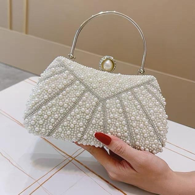  Túi xách đi tiệc đính Ngọc 2 mặt sang trọng - túi xách đi tiệc mang áo dài sườn xám quý phái - túi dạ hội Ngọc trai cao cấp V8 