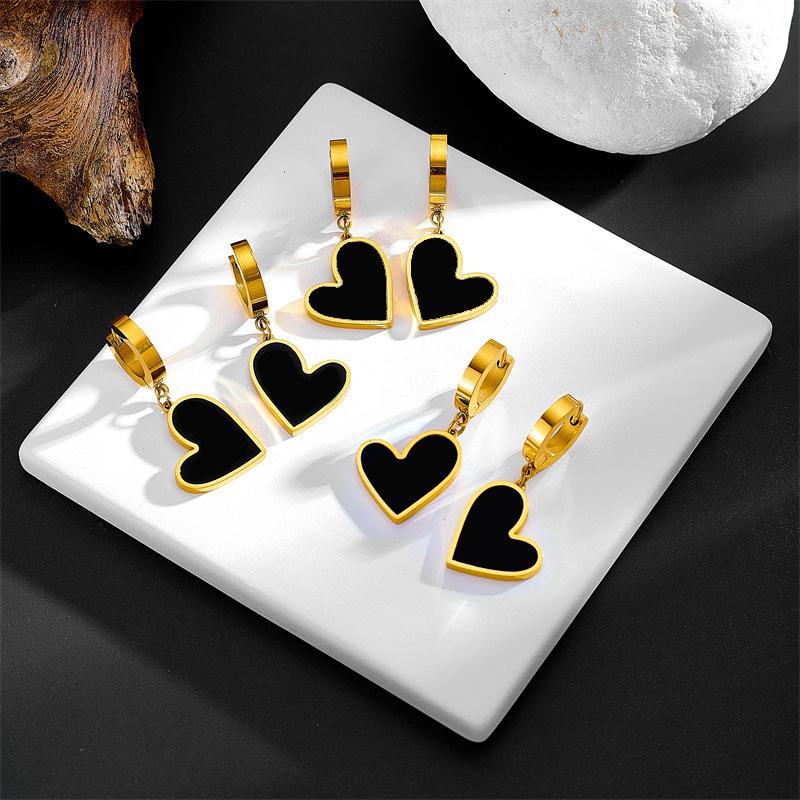 Fashion Elegant Love Heart Titanium Steel Drop Earring For Women Girl Simple Romantic Charms Hoop Earring Vintage Trendy Jewelry Gift 0