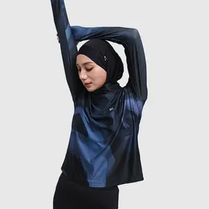 HIA Everywear Bhava Printed 2.0 Blue Lightweight Fabric Regular Fit Sport Shirt Gym Running Padel Tennis Yoga Pilates Keren Elegan