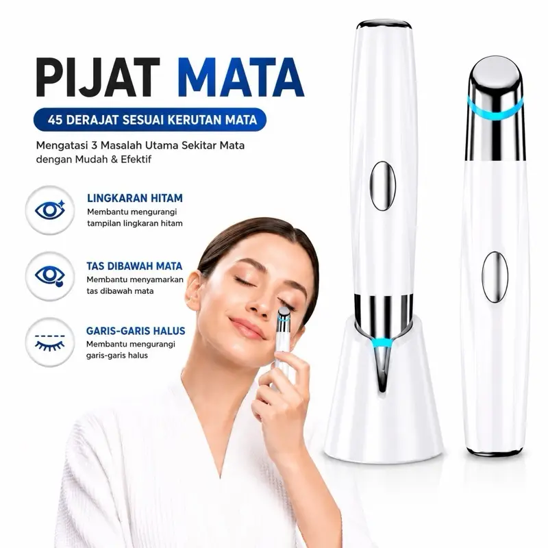 Alat Pijat Mata Elektrik Pen Eye Massager Anti Aging EMS Microcurrent Kompres Panas Kerutan Kantung