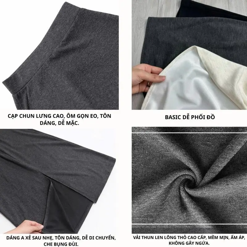 [ BẢN DÀI 90CM ] Chân Váy Dáng Dài Midi Xẻ Sau Dáng A Chất Thun Len Lông Thỏ ,mặc đi chơi , đi làm, đi học Mùa Đông Siêu Hot | BigBuy360 - bigbuy360.vn