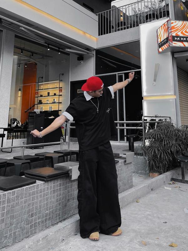 Áo phông big boxy 280gsm thêu tee oversize local brand form rộng bigsize ngắn tay lỡ cotton 2 chiều cặp đôi nam nữ hack dáng pandaxvn polime Menswear Cổ Tròn 7