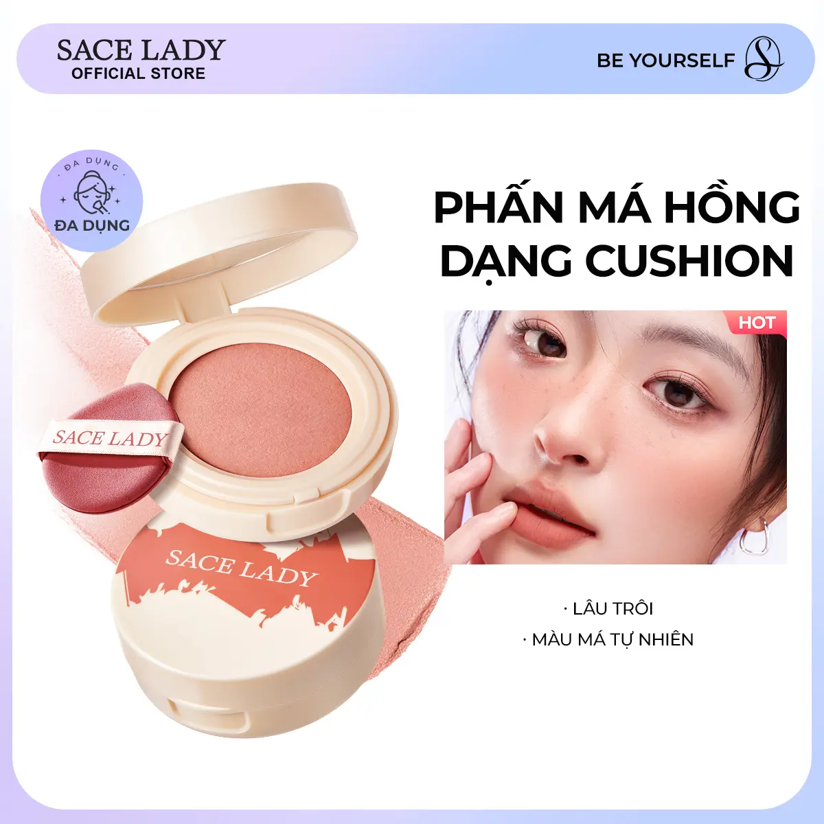 [COD] Phấn Má Hồng Đất Sét SACE LADY Đa Công Dụng Màu Sắc Tự Nhiên Giúp Khuôn Mặt Tươi Tắn 3g | BigBuy360 - bigbuy360.vn