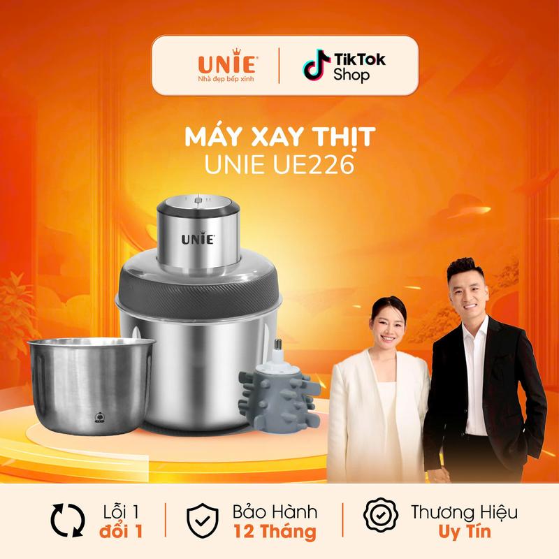 [ TẶNG 1 CỐI INOX+ TRỤC ĐÁNH BÔNG RUỐC] Máy Xay Đa Năng INOX UNIE 2,5L công suất 300W, 2 cối xay tiện lợi, động cơ đồng cao cấp xay đá, thịt đông, đánh ruốc xay tỏi, xay đồ ăn dặm cho bé,..