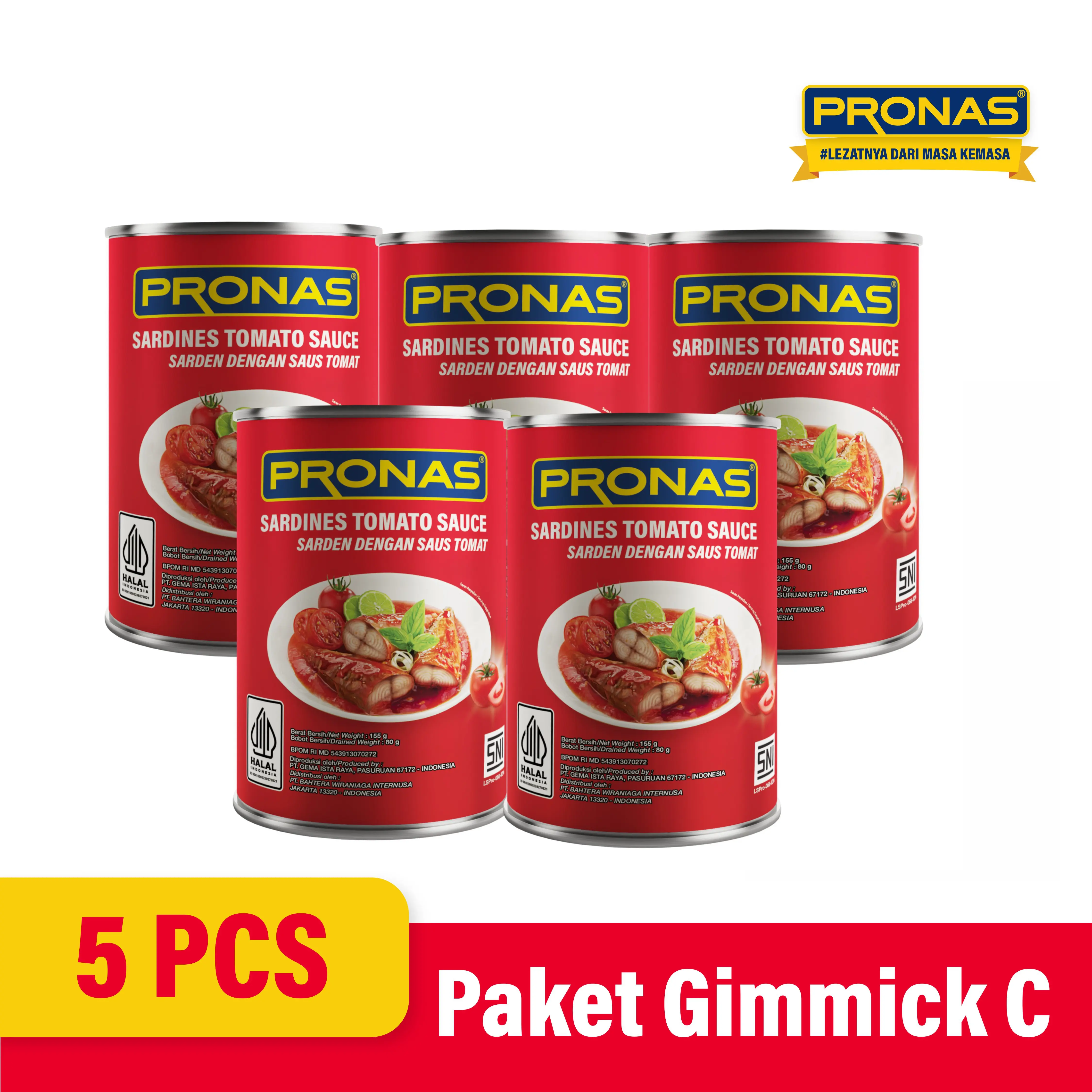 PRONAS Paket Sarden Tomat 155 g (Bundling 5pcs)