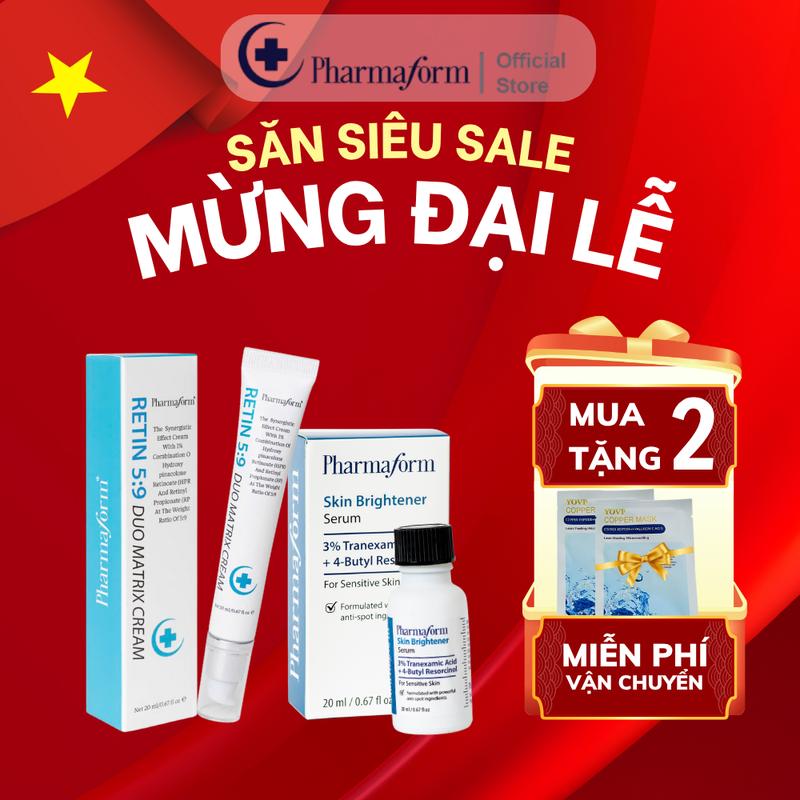 [COMBO] Cải thiện thâm nám, chống lão hóa PHARMAFORM Skin Brightener Serum + Retin 5:9 Duo Matrix Cream