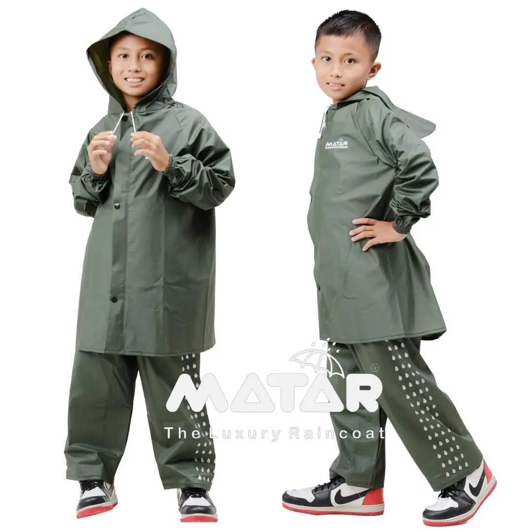 JAS HUJAN ANAK-ANAK PRIA WANITA BAHAN PVC KARET ELASTIS TEBAL TAHAN AIR KIDS Biru Hijau