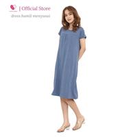 Gambar Baju Busui Friendly model Dress Hamil untuk Bumil dan Ibu Menyusui - Soft denim dari Baju Hamil Menyusui Happymomma Kota Tangerang Selatan 3 Tokopedia