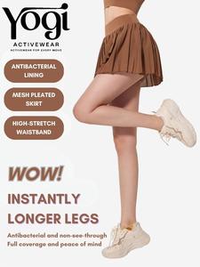 Pleated Fitness Yoga Skirt – High Waist, Slimming, Anti-Exposure Sports Skort for Pickle Ball, Tennis, Golf, Running [YA32]