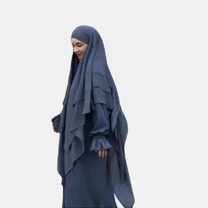 French Khimar FK Hijab 3 Layer syari panjang Dewasa  (Hijab Umrah Cadar Syari Multifungsi) Wanita Muslim Ceruty Umroh pashmina  ceruty