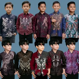 Kemeja Batik Anak Lengan Panjang M L XL XXL Baju Katun Atasan Murah Viral Kekinian Remaja Laki Laki Usia 2-13 Tahun Seragam Modern Fashion