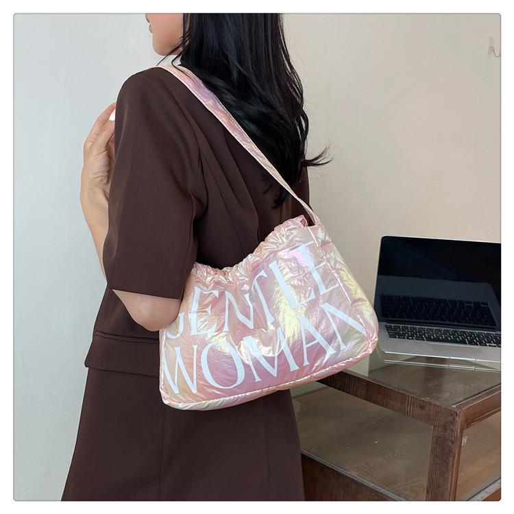 Product Introduction of Gentlewoman New Polyester Drawstring puffy Dumpling Bag Magnetic Buckle Closure in 4 Colors Gold Green Pink Rose Red Bag for women  tote bag or sling bag  2 Usage Directions 1