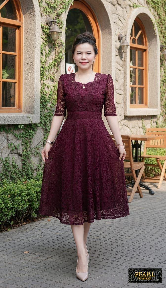 Dress Renda Mewah dan Cantik Lapis Katun Adem