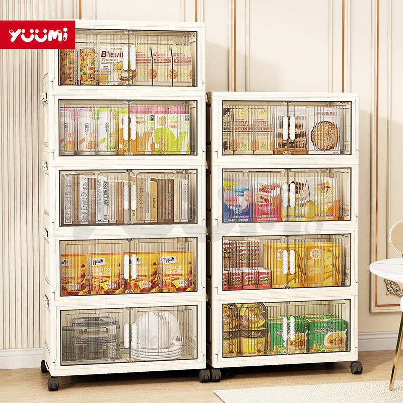 【48CM YUUMI New Ưu đãi đặc biệt Cửa nam châm Trong suốt cao cấp Dung tích lớn Tủ Nhựa tủ quần áo hộp đựng đồ tủ bếp tủ đựng đồ