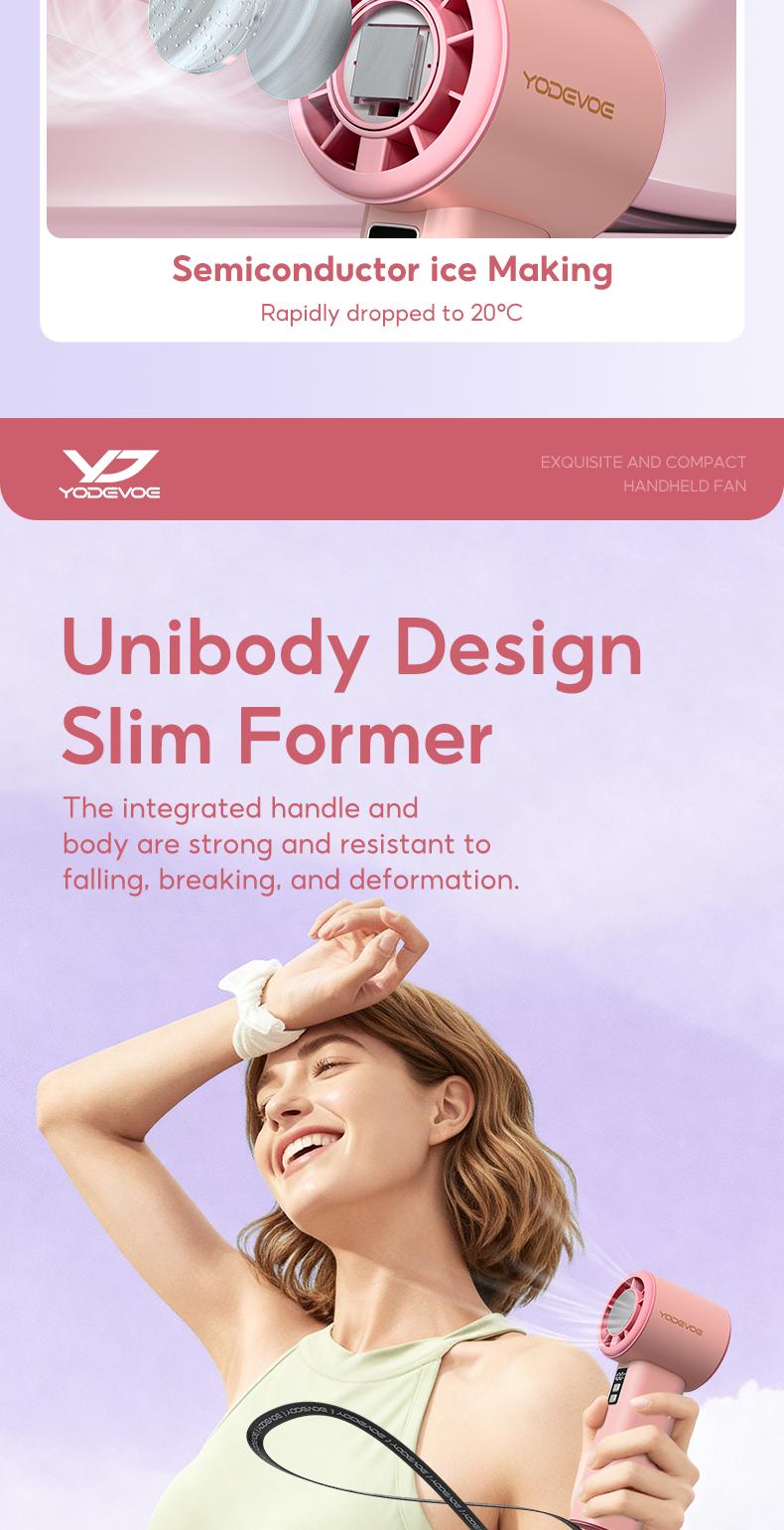 Yodevoe B02 High-Speed Fan Portable HandHeld Fan Semi Conductor Icy Cool Air Mini kipas Strong Wind 100 Gear Wind Speed kipas angin Digital Display Adjustable Turbo kipas