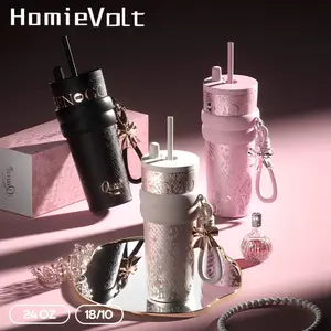 [Ramadan Essentials] HomieVolt Tumbler Stainless Steel 316L 24oz/710ml dengan Tutup & Pelapis Keramik Mug Vakum untuk Minuman Panas dan Dingin Kapasitas 24oz/710ml Cocok untuk Bepergian