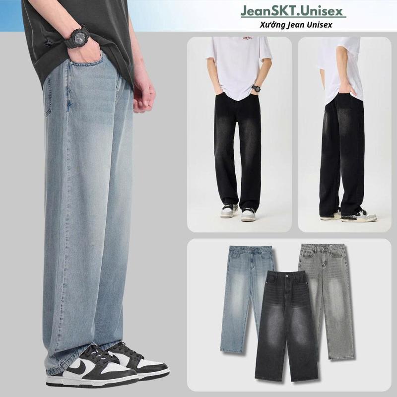 JeanSKT Quần Jean Unisex Ống Rộng Nam Nữ Form Suông Regular Fit Vải Cotton 99% Chất Lượng Cao Xưởng Haven's Màu Wash Thoải Mái Khi Mặc