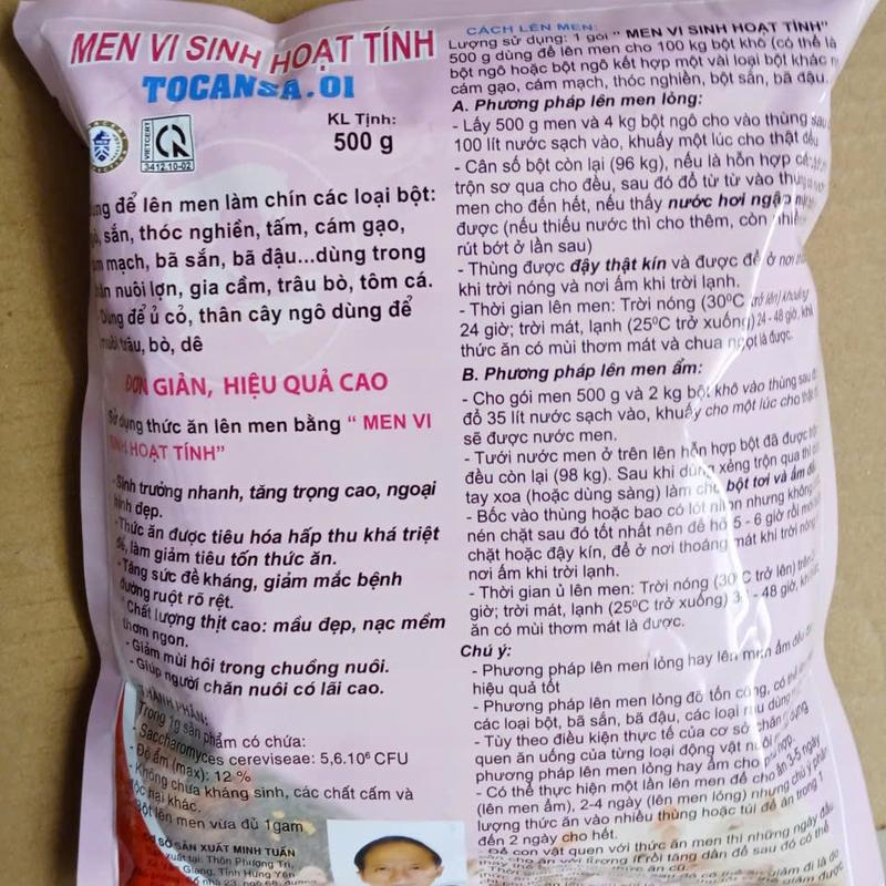 COMBO 5 GÓI MEN VI SINH HOẠT TÍNH TOCANSA.01 - gói 500gr - MEN Ủ THỨC ĂN DÀNH…