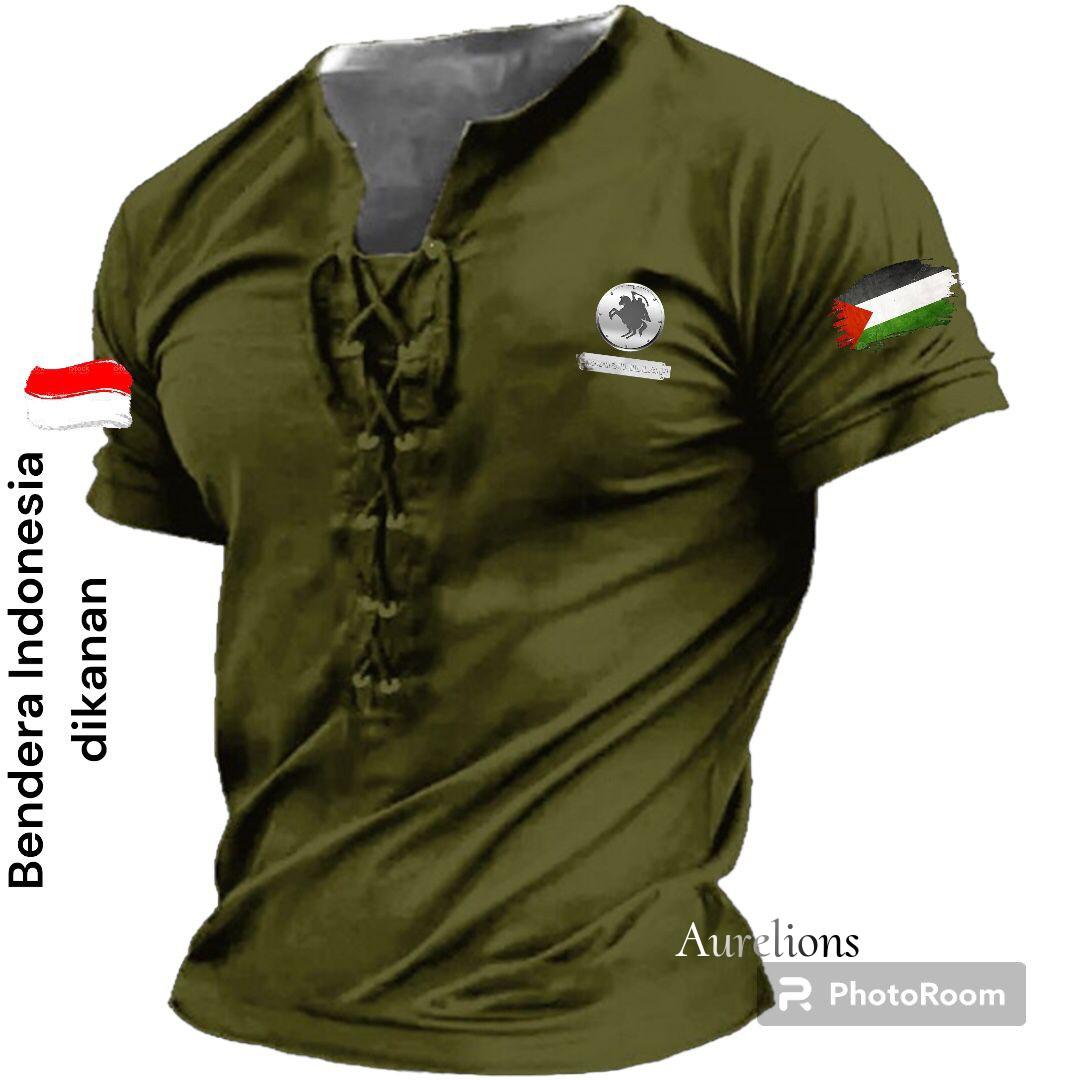 A - Kaos V Neck Tali Lengan Pendek Fisabilillah indo & Pal Distro / Kaos V Neck Tali Printing / Kaos V Neck Tali Pria / Kaos V Neck / Kaos Pria / Kaos Viral Distro / Kaos Terbaru / Kaos Tali Dada / Kaos Pria Terbaru / Kaos Viral/ Hitam Nyaman Sablon