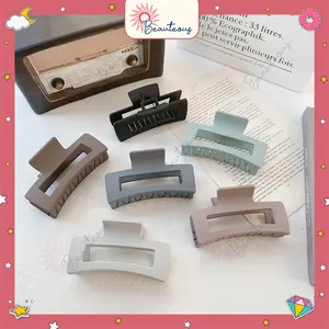 Jepit Jedai Rambut Ringan Persegi Panjang Aksesoris Fashion Rambut Warna Doff