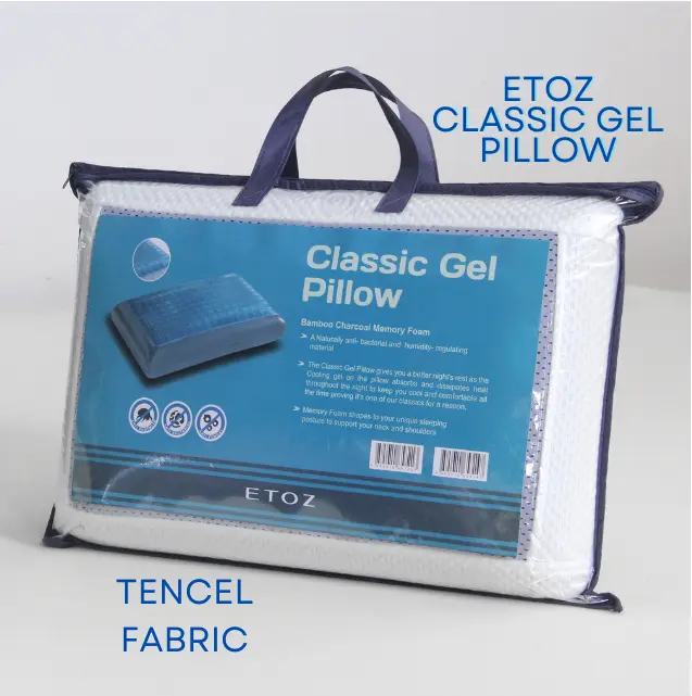 ETOZ Classic Gel Pillow/Contour Pillow with Cooling Gel Particles and Bamboo Charcoal Material for Neck and Shoulder Support