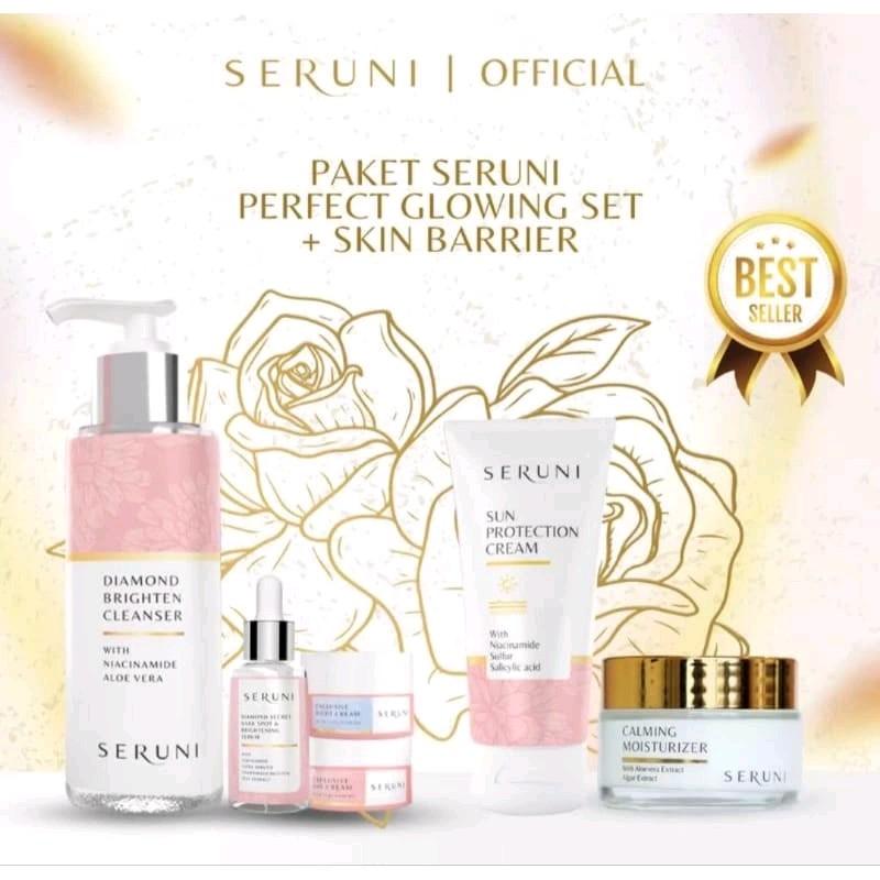 SERUNI SKINCARE PAKET LENGKAP PERFECT GLOWING SET / SKIN BARRIER SET SERUNI Mencerahkan Wajah Vitamin Facial Arbutin Extract Cleanser 4