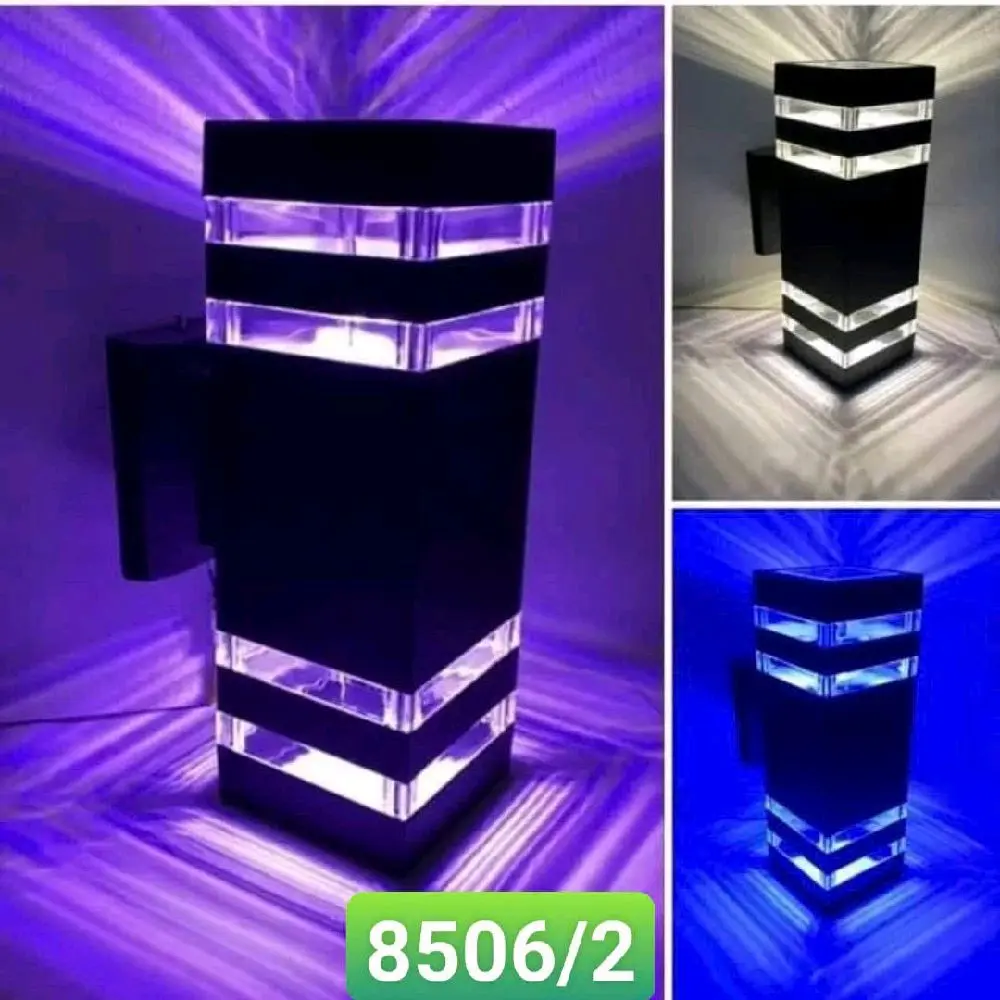 Đèn trụ vuông 2 đầu thân nhôm led 3 chế độ màu trang trí ngoại thất