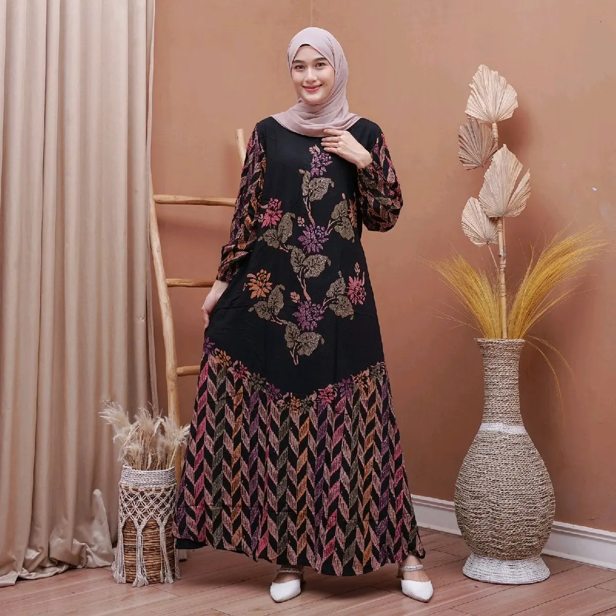 gamis satorjoan premium Ld 110 pb 138 rayon super premium sleting depan Muslim Dress Wanita Baju