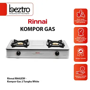Rinnai Kompor Gas 2 Tungku RI-602EW Stainless - Cooker Hob Dapur Rumah Warna Putih