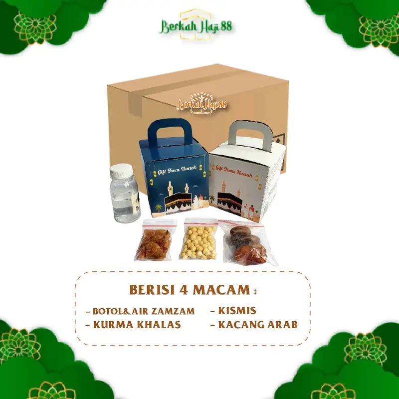 Paket Hemat Oleh Oleh Haji dan Umroh Dus Box per 50 pcs - Makanan Kering untuk Kado - Food, Gift 1