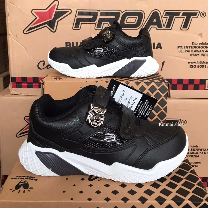 FREE KAOS KAKI Sepatu PRO ATT MGG 420 V Size 28 29 30 31 32 33 34 35 36 37 Sneaker Magnet Hitam Putih Sekolah Fashion 1