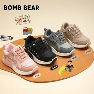 BOMBBEAR 6308 Sepatu Sekolah Anak Dengan Fashion Sneakers Mesh Sintetis Premium, Kualitas Nyaman Lentur Ringan Desain Ergonomis untuk Aktivitas Aktif Si Kecil! warna Hitam, Pink, Khaki dan Abu dengan size 26-37