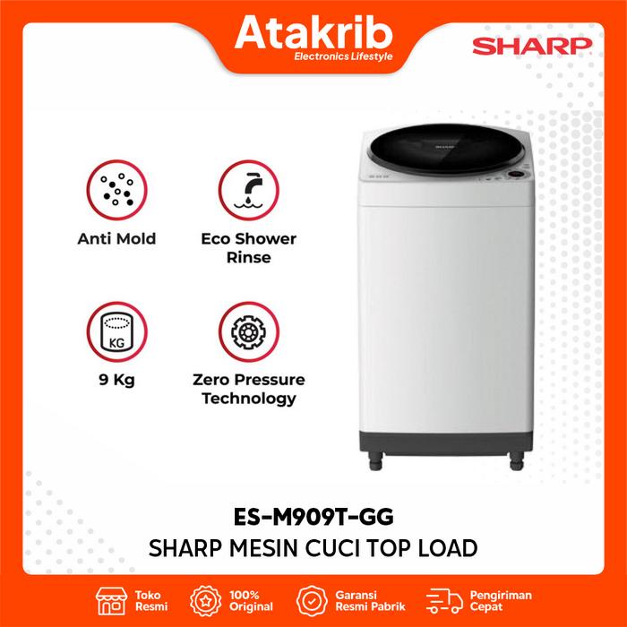Gambar SHARP MESIN CUCI TOP LOAD ES-M909T-GG Kapasitas 9 Kg dari Atakrib Elektronik Yogyakarta Kab. Sleman Tokopedia