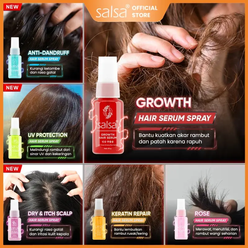 ENVIO - SALSA Hair Serum Perfum Spray Rose / Keratin / Growth 80ml - Serum Perawatan Rambut Hijab Friendly 5