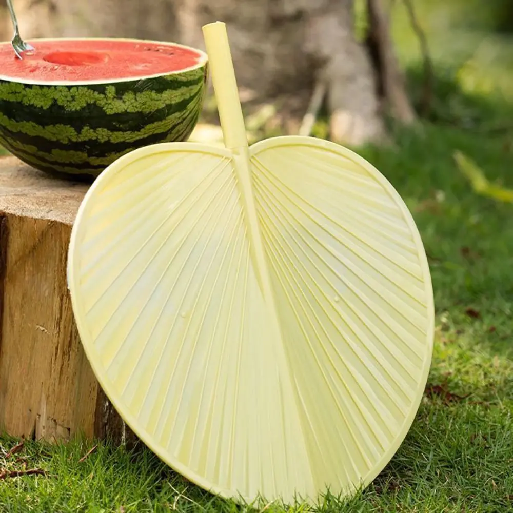 Durable Plastic Palm-Leaf Fan Yellow Artificial Bushel Fan Thickened Vintage Anti-breakage Fan