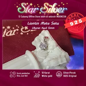 Liontin Simple mata tanam Star silver S9.25 asli campuran emas putih 18 karat