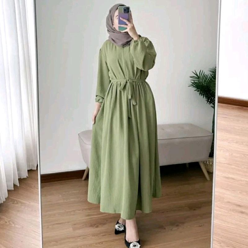 BALENA MIDI DRESS GAMIS CRINKEL PREMIUM TERBARU JUMBO POLOS BUSUI 2