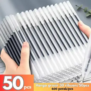 （BISA COD）50-100PCS Pulpen Gel Hitam 0.5mm Standard Pena Ujung Lancip Pena Gel Runcing 3 Warna Pulpen Perlengkapan Sekolah - Stationery kapur