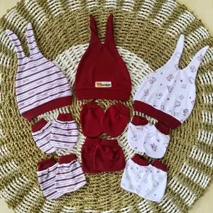 3 Set Topi Bayi Lahir Dan Sartaki Newborn 0-3 Bulan motif terbaru