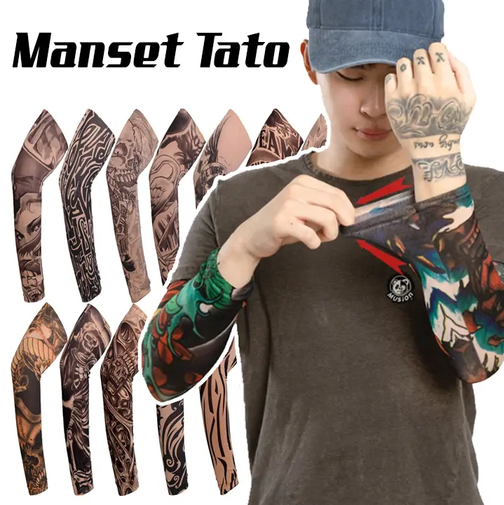 MANSET TANGAN TATTOO PRIA WANITA SEPASANG KIRI KANAN MANSET MANGSET TATTOO HANDSOCK TATTOO