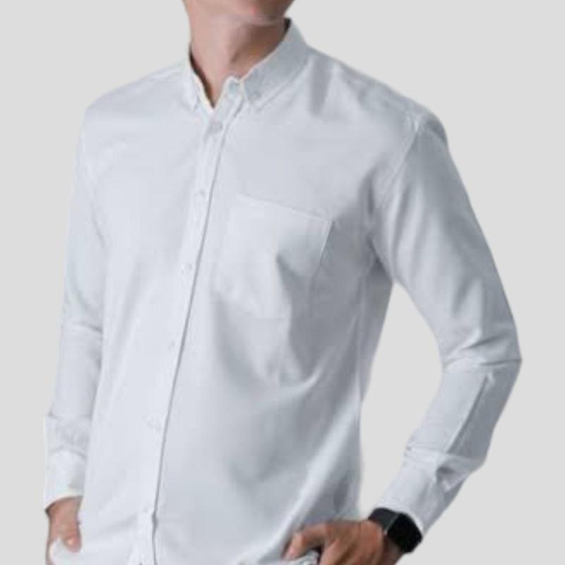 SEKAWANES | Kemeja Pria Lengan Panjang Terbaru Basic Casual Nyaman Katun Lembut Hitam Formal Kerja Garis Tangan Slim Fit Putih 4