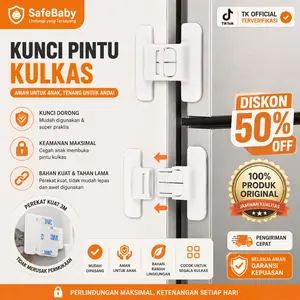 Kunci Keamanan Pintu Kulkas & Lemari | Dua Kunci Anti Terbuka | Perekat Tanpa Bor--zjt