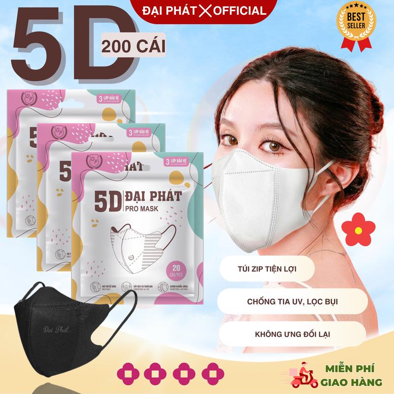 Khẩu trang 5D ĐẠI PHÁT Promask 3 lớp kháng khuẩn chống tia UV - Chốn