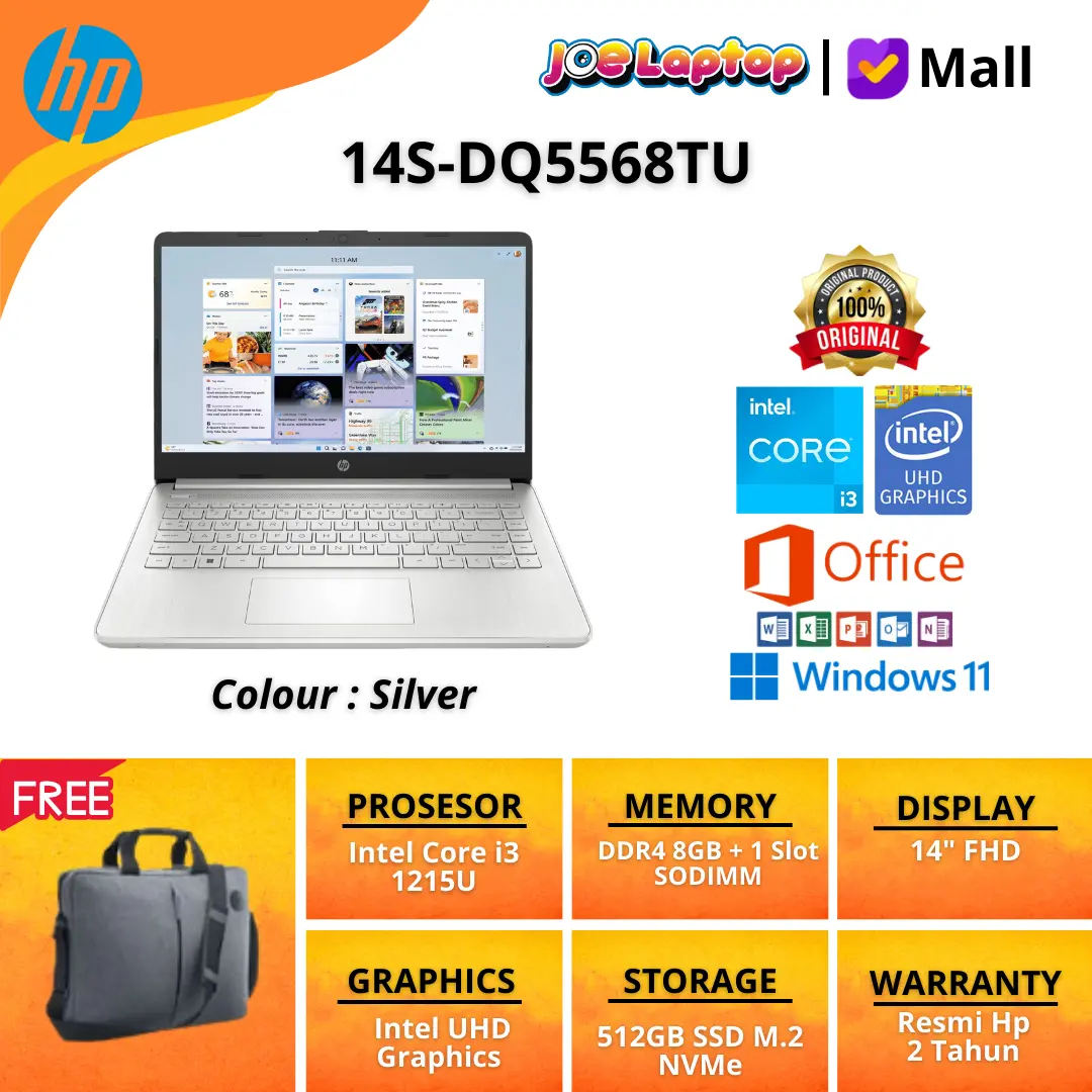 HP 14S-DQ5568TU Silver i3 1215U Win11 OHS