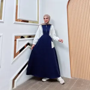 Hajime Gamis Katun Salur Fashion Muslim Wanita Kekinian