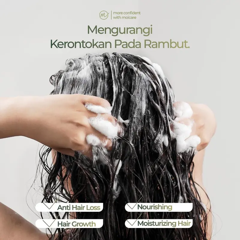 Moicare Hair Care 3 Paket Hair Serum + Shampoo + Minyak Kemiri Extract Ginseng – Mengatasi Rambut Rontok Menumbuhkan Rambut Lebat Halus & Berkilau 3